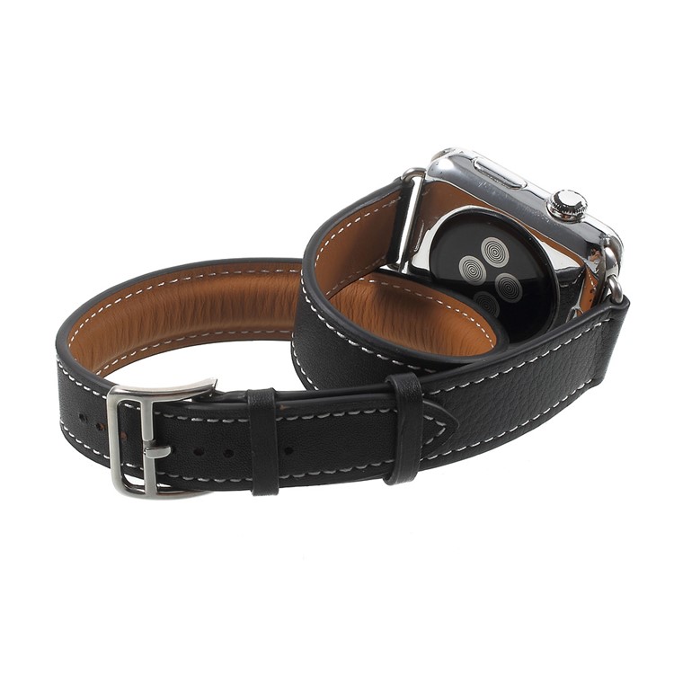 Durable Genuine Leather Watchband for Apple Watch Series 4 44mm / Series 3 / 2 / 1 42mm - Black-3