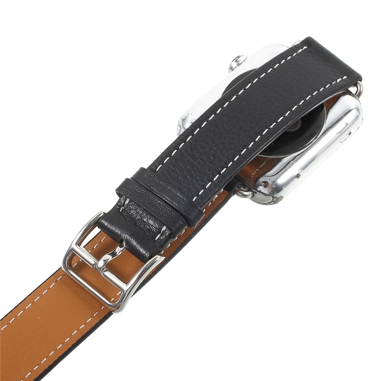 Durable Genuine Leather Watchband for Apple Watch Series 4 44mm / Series 3 / 2 / 1 42mm - Black-6