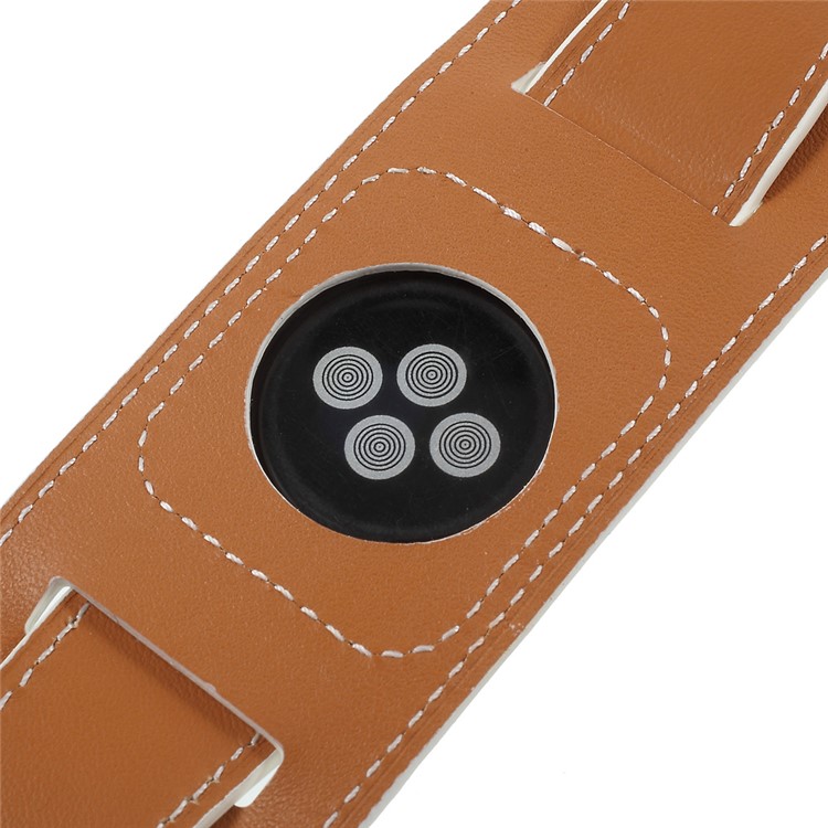Genuine Leather Cuff Bracelet Watchband Wristband for Apple Watch Series 3 Series 1 Series 2 38mm - White-7