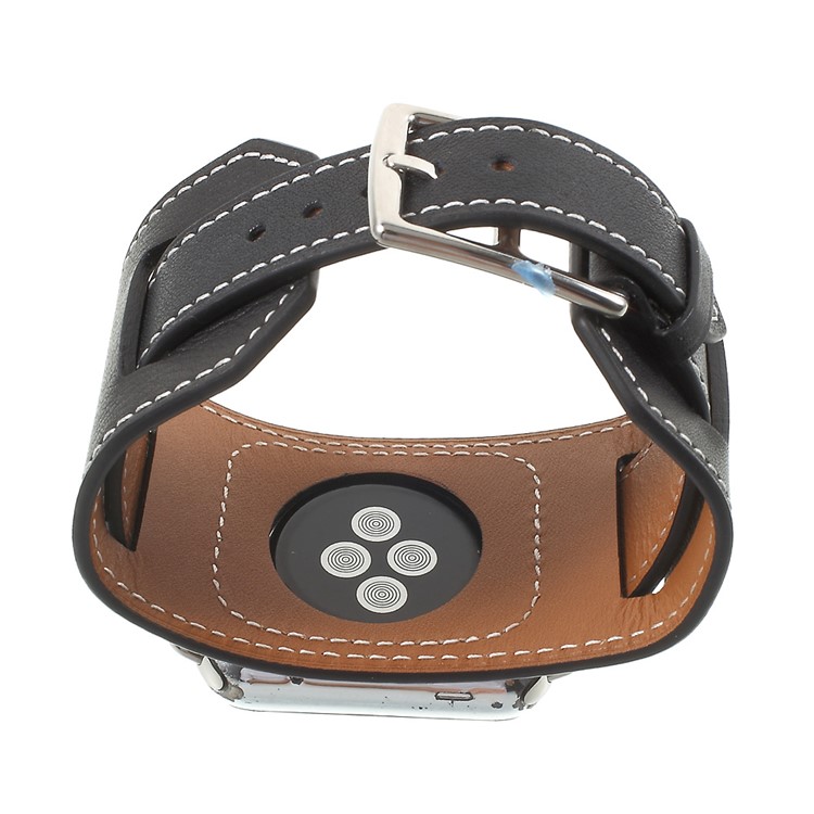 Genuine Leather Watch Band for Apple Watch 42mm Series 3 Series 1 Series 2 - Black-4