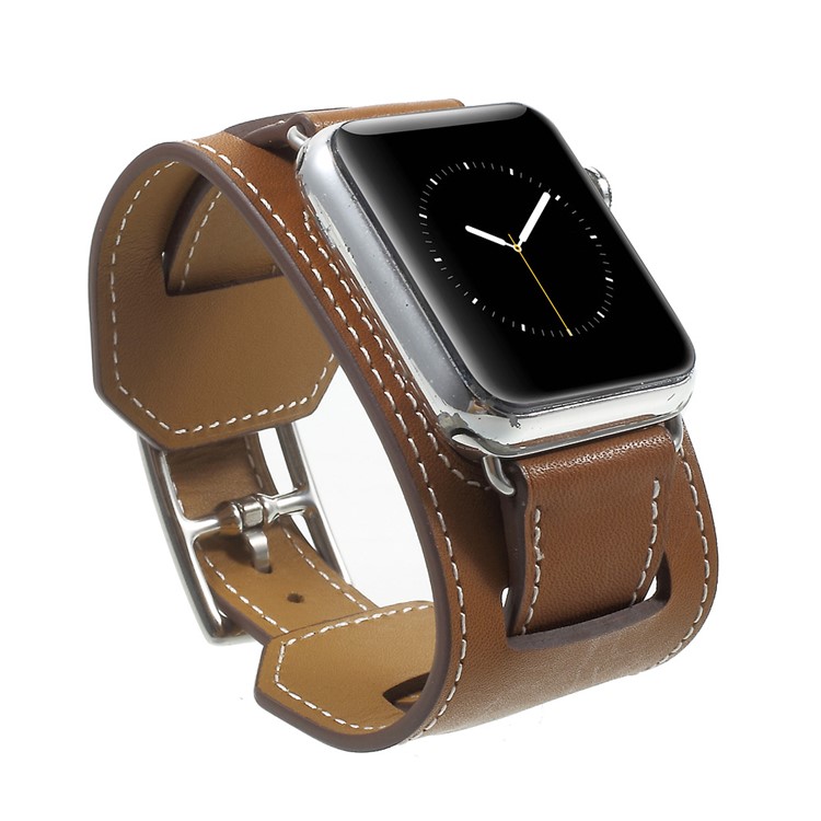 For Apple Watch 42mm Genuine Leather Watchband Strap Series 1 Series 2 Series 3 - Brown-2