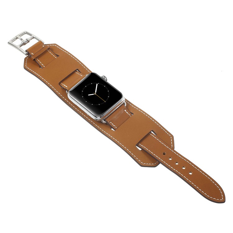 For Apple Watch 42mm Genuine Leather Watchband Strap Series 1 Series 2 Series 3 - Brown-4