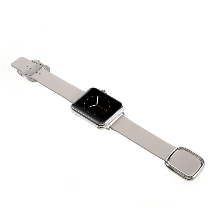 Modern Style Genuine Leather Strap Watch Band for Apple Watch Series 3 Series 1 Series 2 42mm - Grey-3