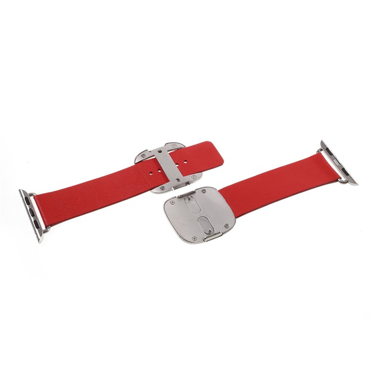 Modern Style Genuine Leather Watch Strap for Apple Watch Series 1 Series 2 Series 3 42mm - Red-2