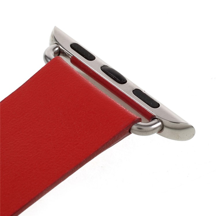 Modern Style Genuine Leather Watch Strap for Apple Watch Series 1 Series 2 Series 3 42mm - Red-3