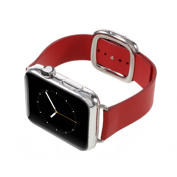 Modern Style Genuine Leather Watch Strap for Apple Watch Series 1 Series 2 Series 3 42mm - Red-6