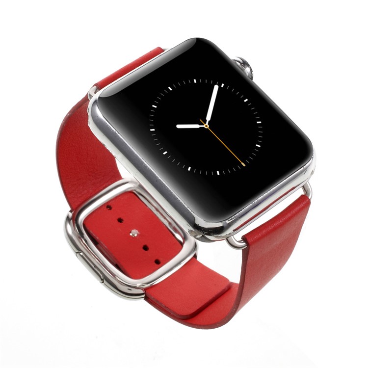Modern Style Genuine Leather Watch Strap for Apple Watch Series 1 Series 2 Series 3 42mm - Red-8