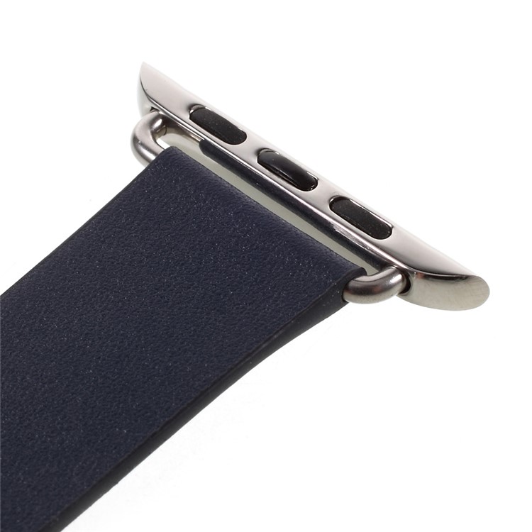Modern Genuine Leather Watch Strap for Apple Watch Series 3 Series 1 Series 2 38mm - Dark Blue-4