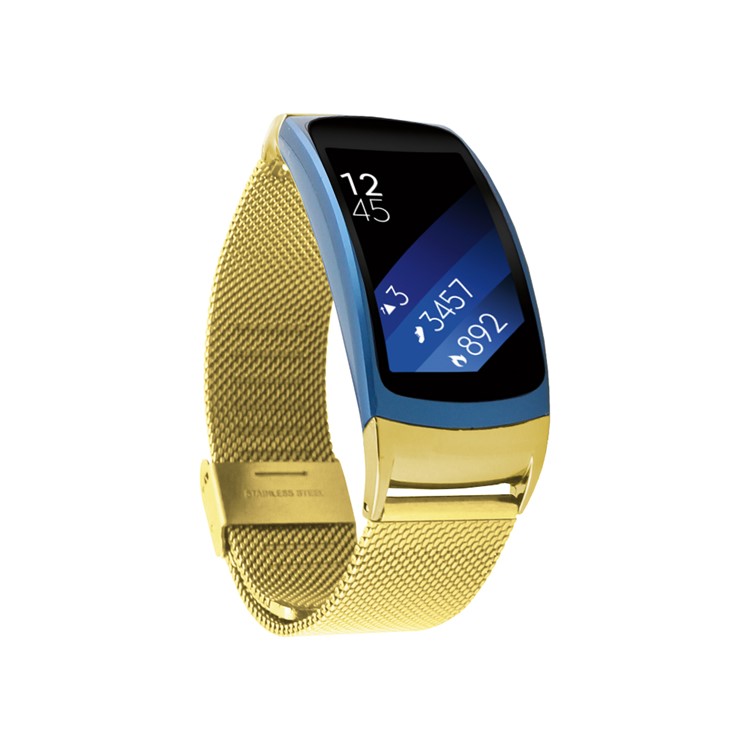 Stainless Steel Mesh Wrist Watch Strap for Samsung Gear Fit 2 SM-R360 - Gold Color-3