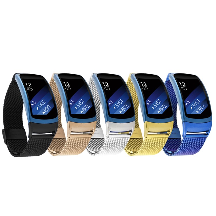 Stainless Steel Mesh Wrist Watch Strap for Samsung Gear Fit 2 SM-R360 - Gold Color-7