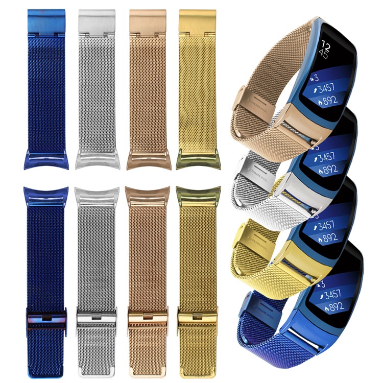 Stainless Steel Mesh Wrist Watch Strap for Samsung Gear Fit 2 SM-R360 - Gold Color-8