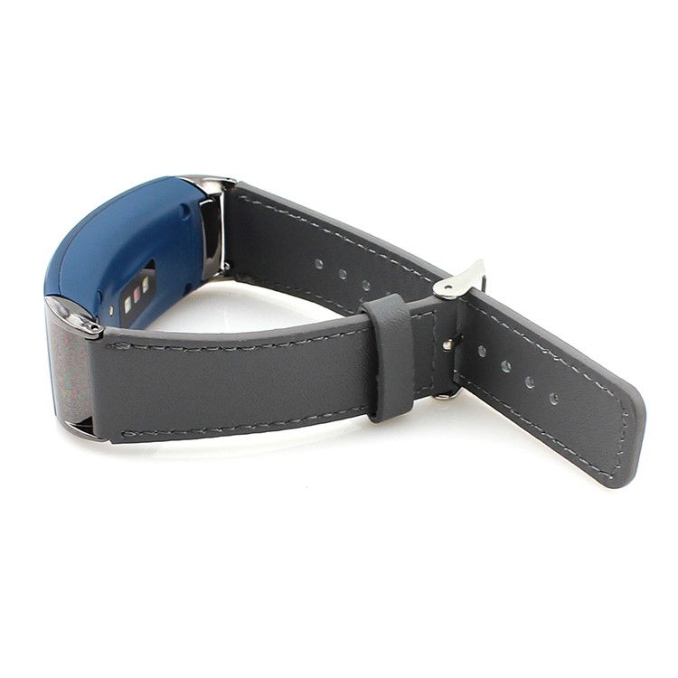 Genuine Leather Watchband for Samsung Gear Fit 2 SM-R360 - Grey-4