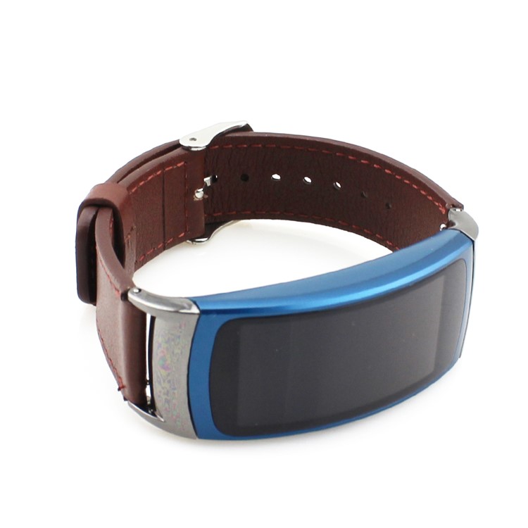 Genuine Leather Wristband Strap for Samsung Gear Fit 2 SM-R360 - Brown-3