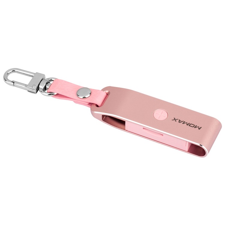 MOMAX Elite MFI Certified Keyring Card Reader with Lightning 8pin & USB 3.0 - Rose Gold Color-3