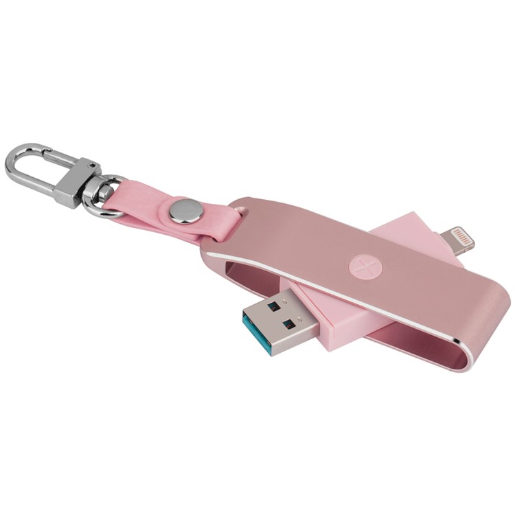 MOMAX Elite MFI Certified Keyring Card Reader with Lightning 8pin & USB 3.0 - Rose Gold Color-4