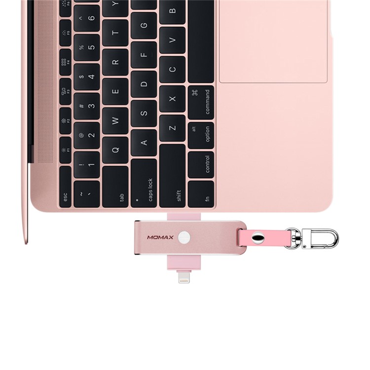 MOMAX Elite MFI Certified Keyring Card Reader with Lightning 8pin & USB 3.0 - Rose Gold Color-5
