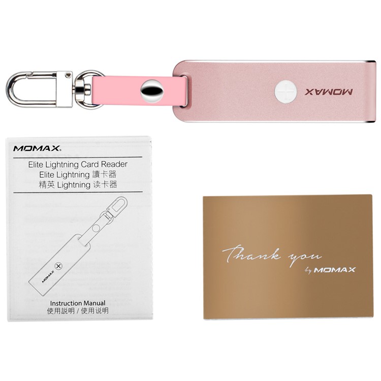 MOMAX Elite MFI Certified Keyring Card Reader with Lightning 8pin & USB 3.0 - Rose Gold Color-9