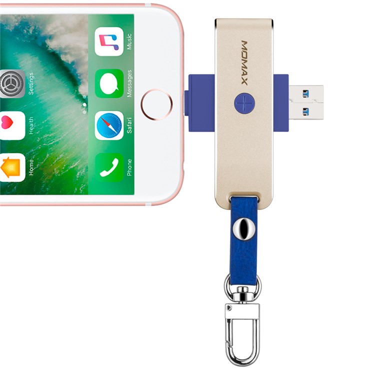 MOMAX Elite USB 3.0 Leitor De Cartões Com 8 Milímetros Com Relâmpago MFI Para Iphone Ipad Computer - Cor De Ouro-6