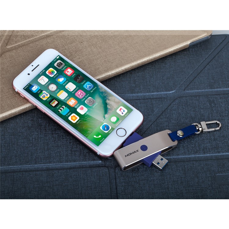 MOMAX Elite USB 3.0 Leitor De Cartões Com 8 Milímetros Com Relâmpago MFI Para Iphone Ipad Computer - Cor De Ouro-7