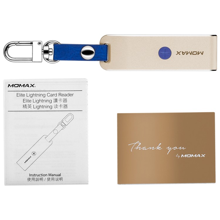 MOMAX Elite USB 3.0 Leitor De Cartões Com 8 Milímetros Com Relâmpago MFI Para Iphone Ipad Computer - Cor De Ouro-9
