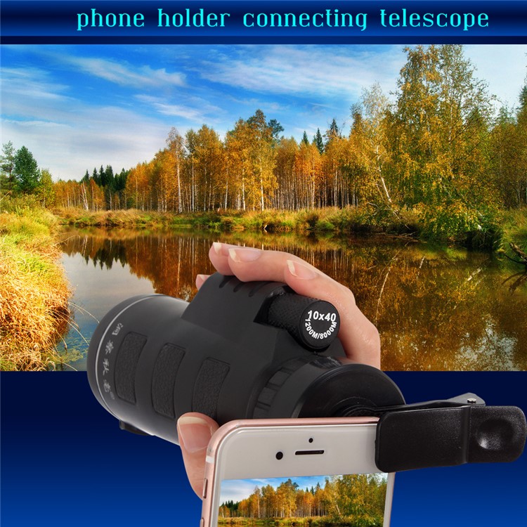 DongChaQiuHao Universal Clip-on 10x40 Hiking Concert Camera Lens Monocular for Smartphone - Black-1