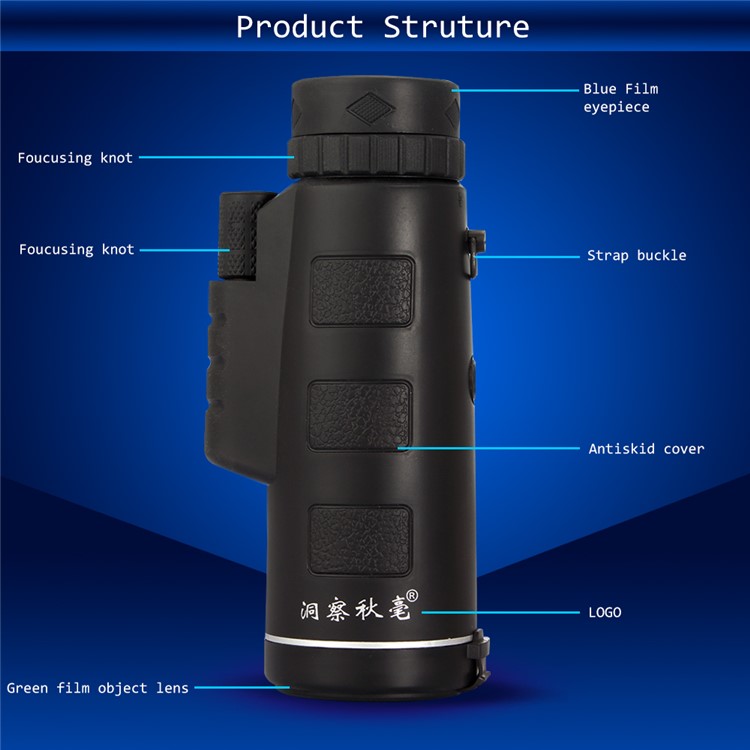 DongChaQiuHao Universal Clip-on 10x40 Hiking Concert Camera Lens Monocular for Smartphone - Black-2