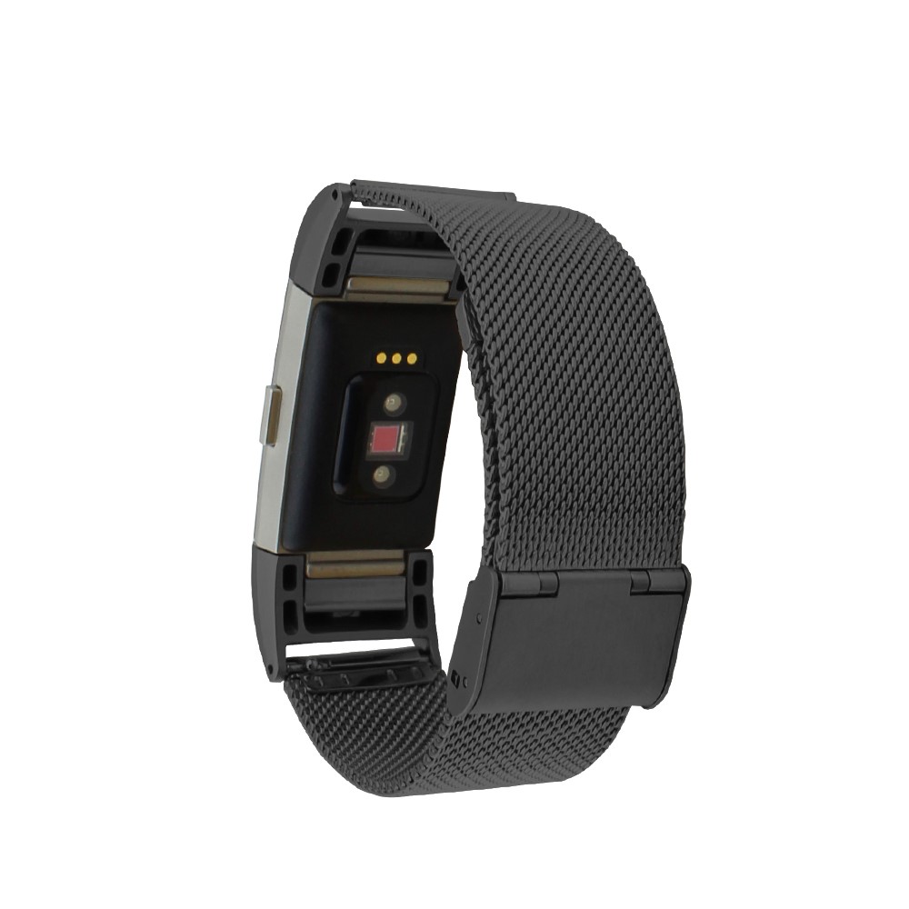 Stainless Stahl Mesh Uhrenarmband für Fitbit Charge 2 - Schwarz-5