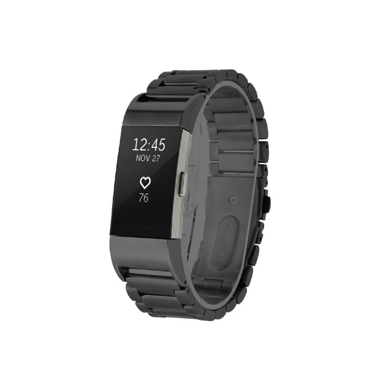 Stylish Stainless Steel Watchband High-end Wrist Strap for Fitbit Charge 2 - Black-3