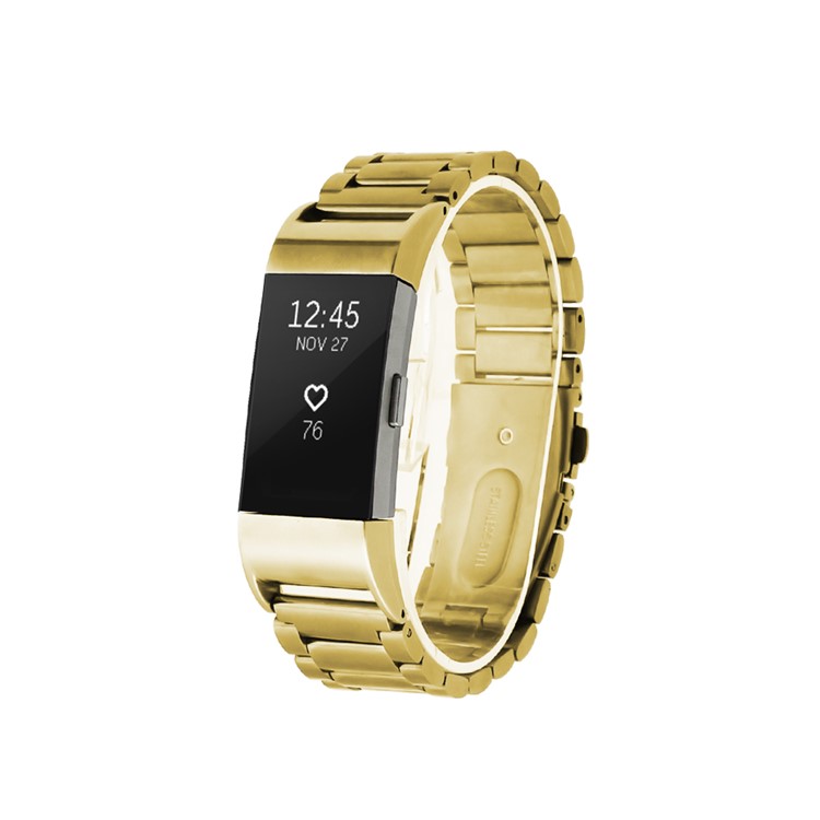 Luxury Stainless Steel Watchband Strap High-end Wristband for Fitbit Charge 2 - Gold Color-3
