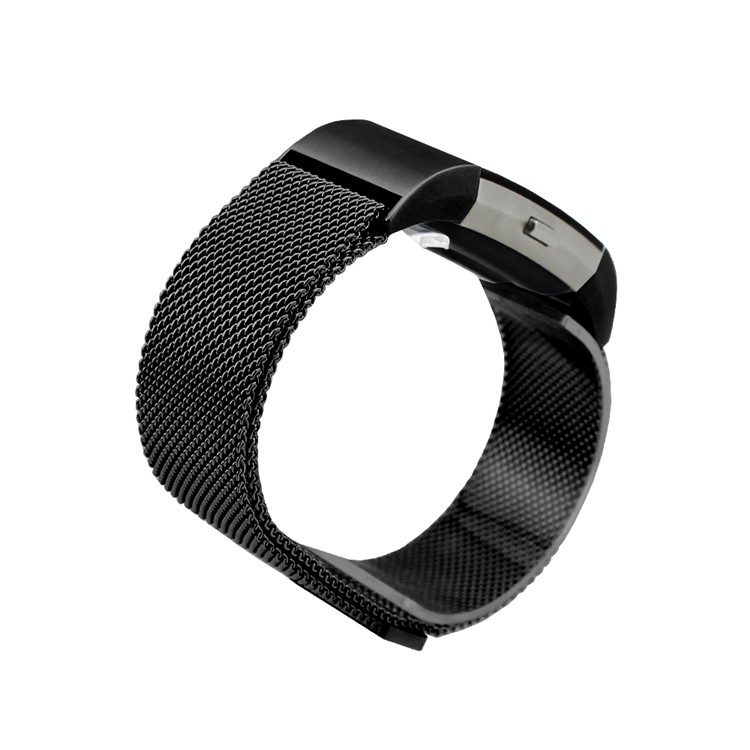 180mm Luxury Milanese Magnetic Stainless Steel Watch Band Strap for Fitbit Charge 2 - Black-2