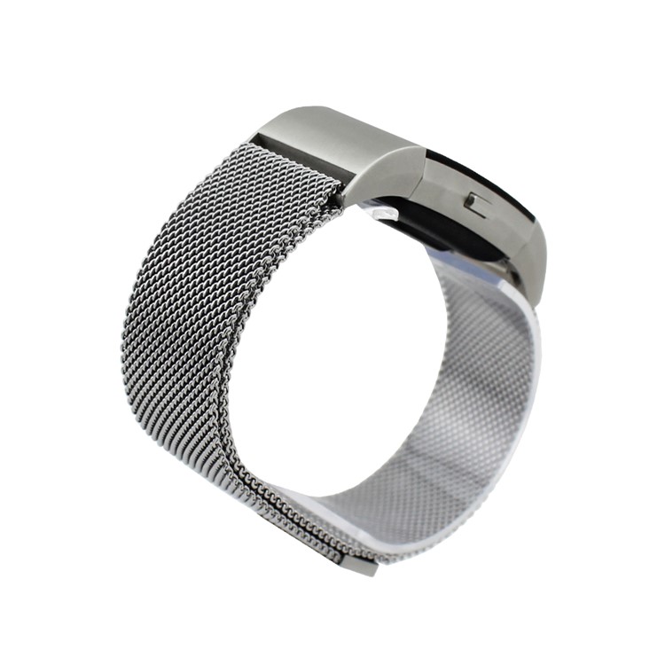 180mm Luxury Milanese Stainless Steel Magnetic Watch Band for Fitbit Charge 2 - Silver Color-2