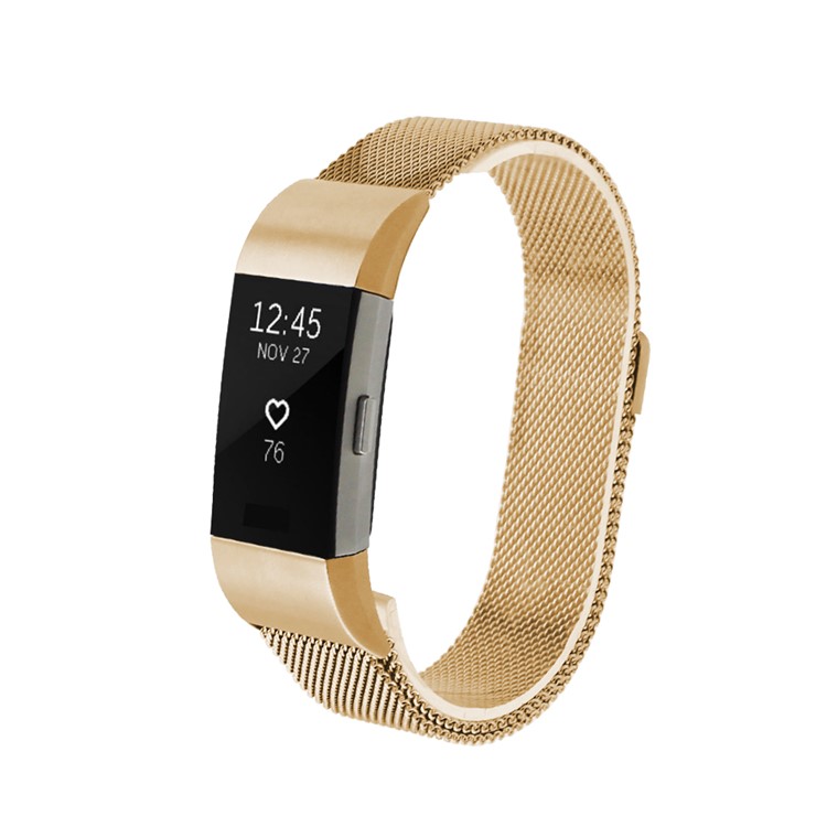 180mm Luxury Magnetic Milanese Stainless Steel Watch Strap for Fitbit Charge 2 - Rose Gold Color-4
