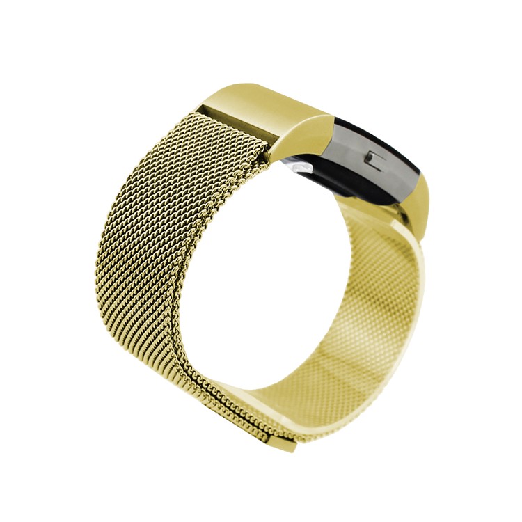 Luxury Milanese Magnetic Stainless Steel Watch Band 180mm for Fitbit Charge 2 - Gold Color-2