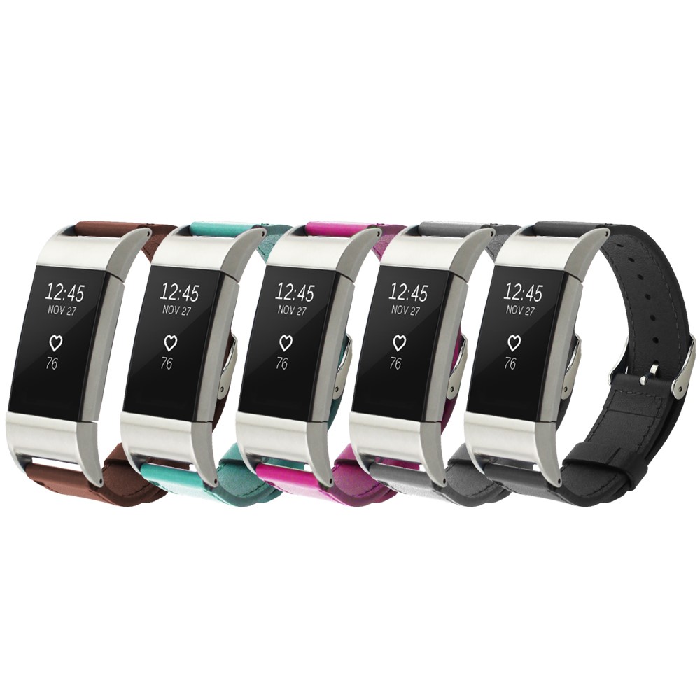 Faixa De Relógio De Couro Genuíno Para Fitbit Charge 2 - Preto-5