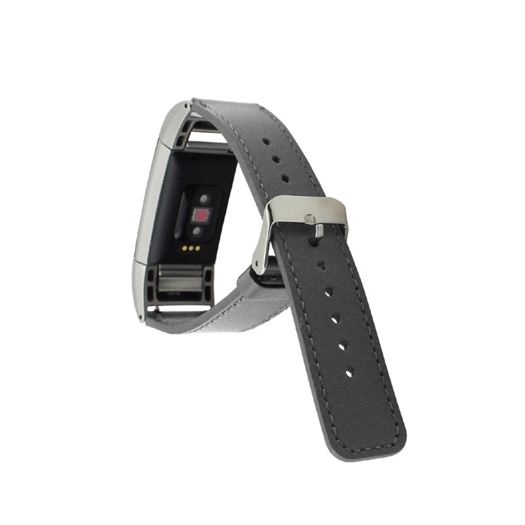 Genuine Leather Wristband for Fitbit Charge 2 - Grey-3