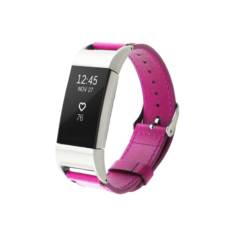 Genuine Leather Watch Band Strap for Fitbit Charge 2 - Rose-2