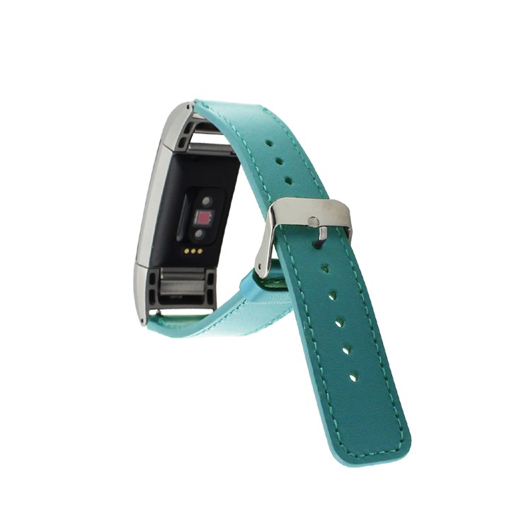 Genuine Leather Watchband Strap for Fitbit Charge 2 - Green-3