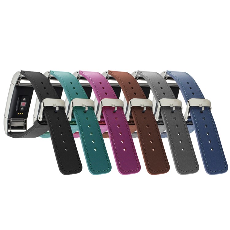 Genuine Leather Watchband Strap for Fitbit Charge 2 - Green-6