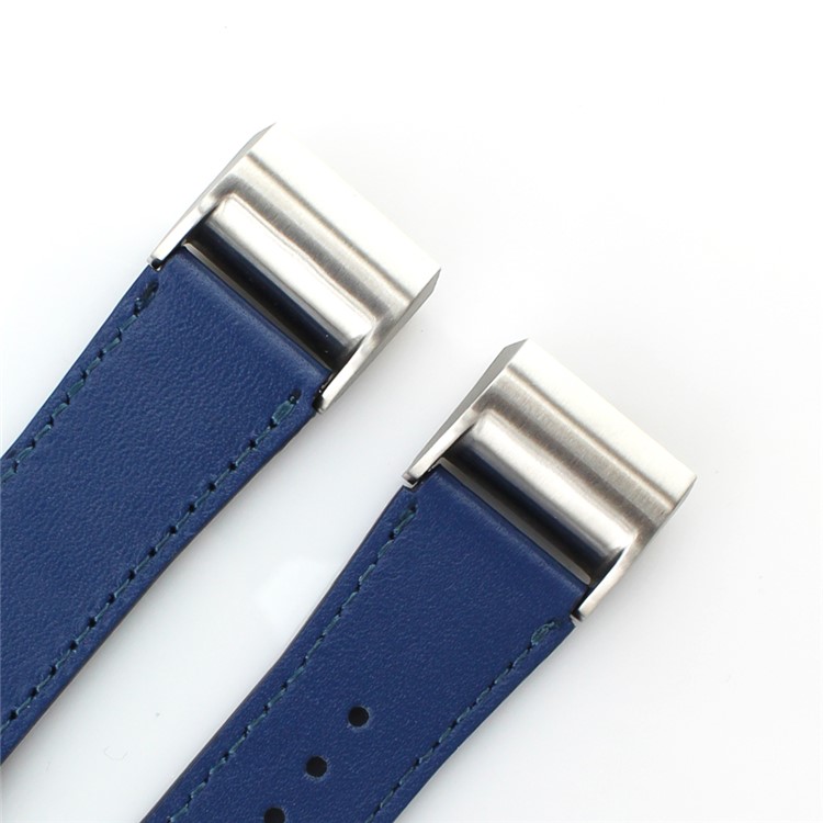 Genuine Leather Wrist Strap for Fitbit Charge 2 - Blue-3