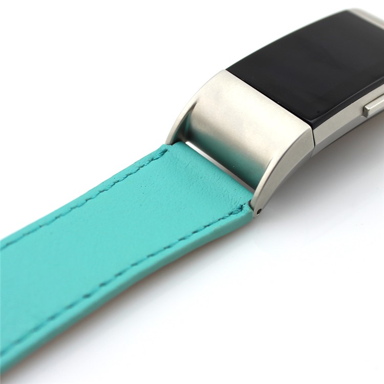 Band Replacement Genuine Leather Double Tour Wrist Band Watch Strap for Fitbit Charge 2 - Green-5