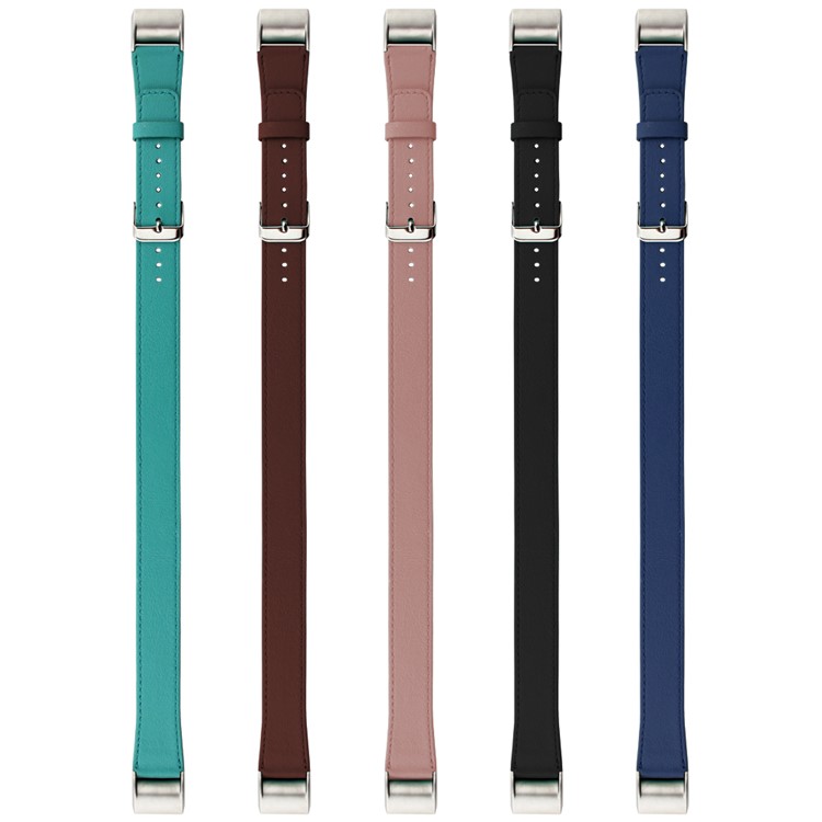 Genuine Leather Double Tour Watch Wristband Strap Replacement for Fitbit Charge 2 - Blue-5