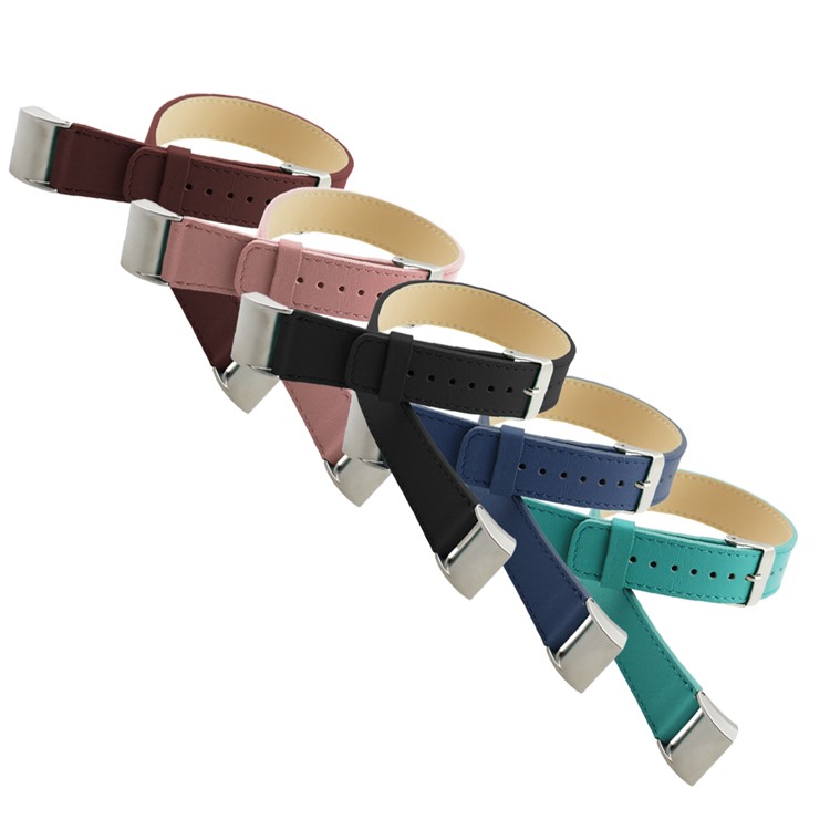 Genuine Leather Double Tour Watch Wristband Strap Replacement for Fitbit Charge 2 - Blue-7
