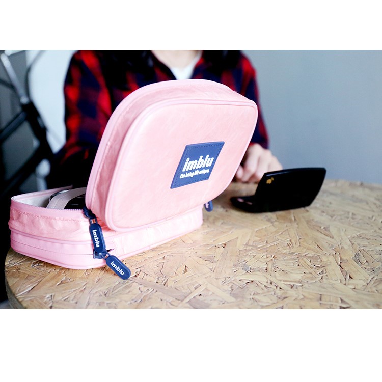 IMBLU Two Compartments DuPont Tyvek Paper Travel Storage Bag for Camera / Phone / Earphone - Pink-2