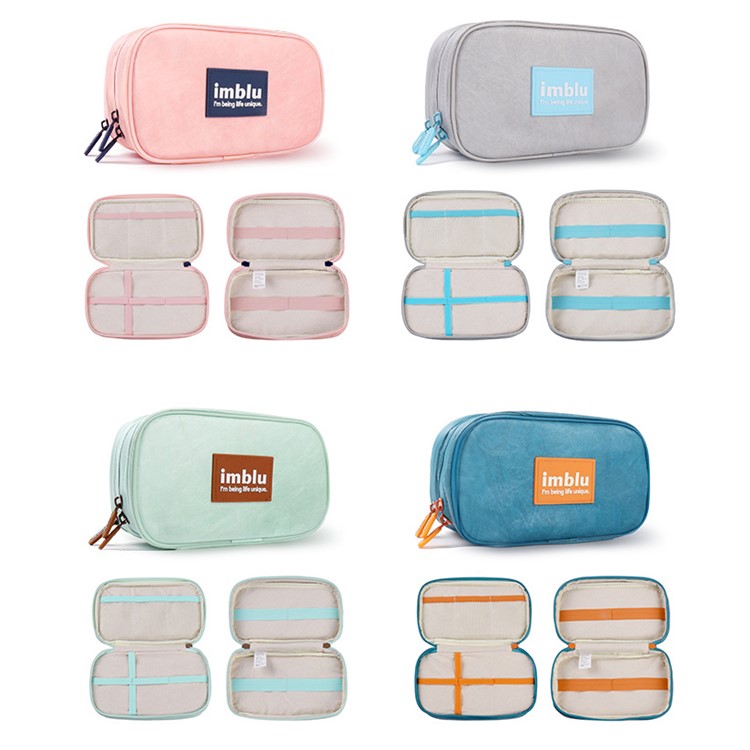 IMBLU Two Compartments DuPont Tyvek Paper Travel Storage Bag for Camera / Phone / Earphone - Pink-6