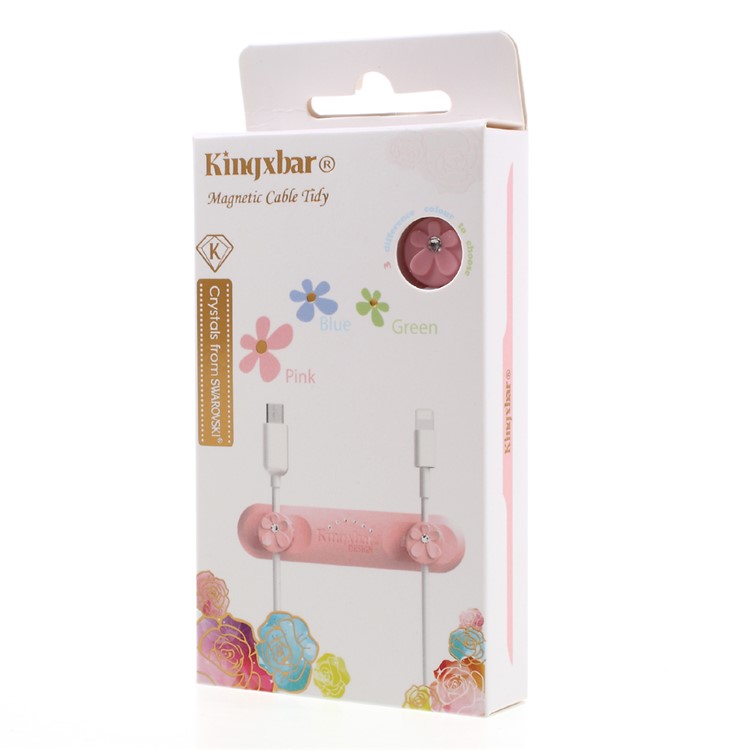 KINGXBAR Daisy Series Authorized Swarovski Magnetic Cable Organizer for 2.5/3/4mm Round Cord - Pink-7