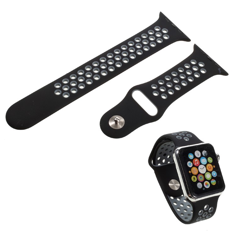 Silicone Watchband Replacement Wrist Strap for Apple Watch 42mm Series 1 Series 2 Series 3 - Black-2