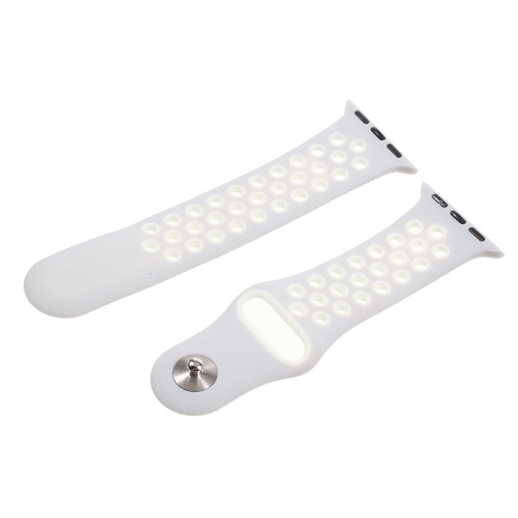 Silicone Watch Band Breathable Wrist Strap for Apple Watch 42mm Series 3 Series 1 Series 2 - Grey / White-1