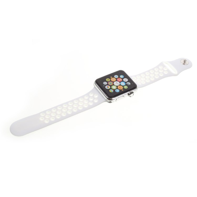 Silicone Watch Band Breathable Wrist Strap for Apple Watch 42mm Series 3 Series 1 Series 2 - Grey / White-3