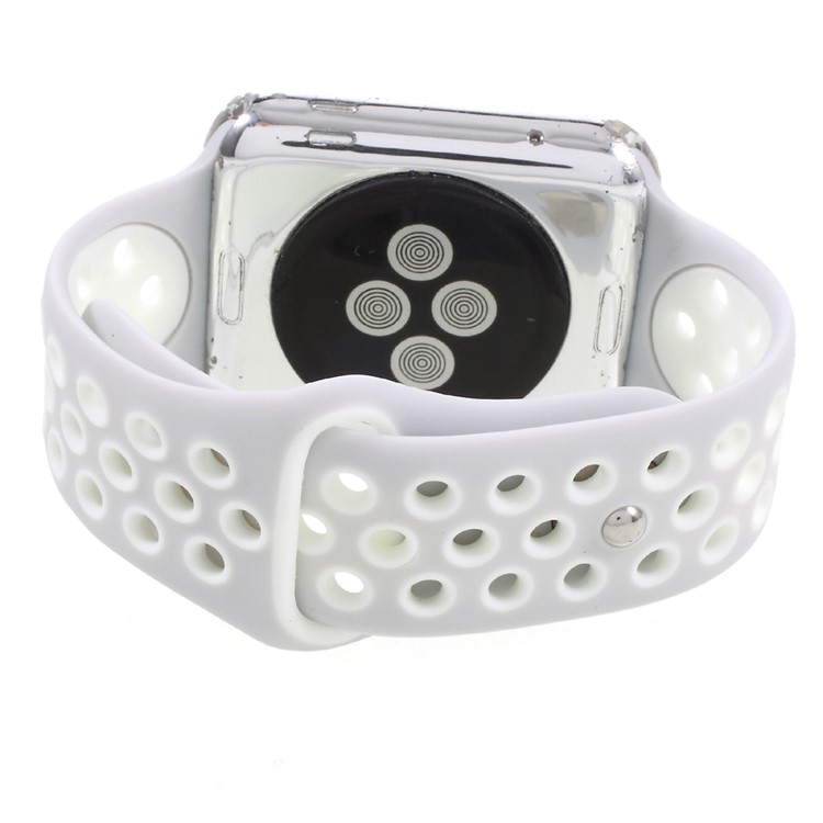 Silicone Watch Band Breathable Wrist Strap for Apple Watch 42mm Series 3 Series 1 Series 2 - Grey / White-7