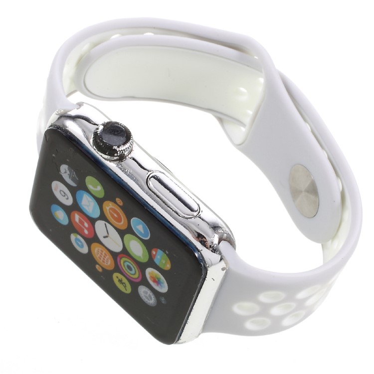 Silicone Watch Band Breathable Wrist Strap for Apple Watch 42mm Series 3 Series 1 Series 2 - Grey / White-8